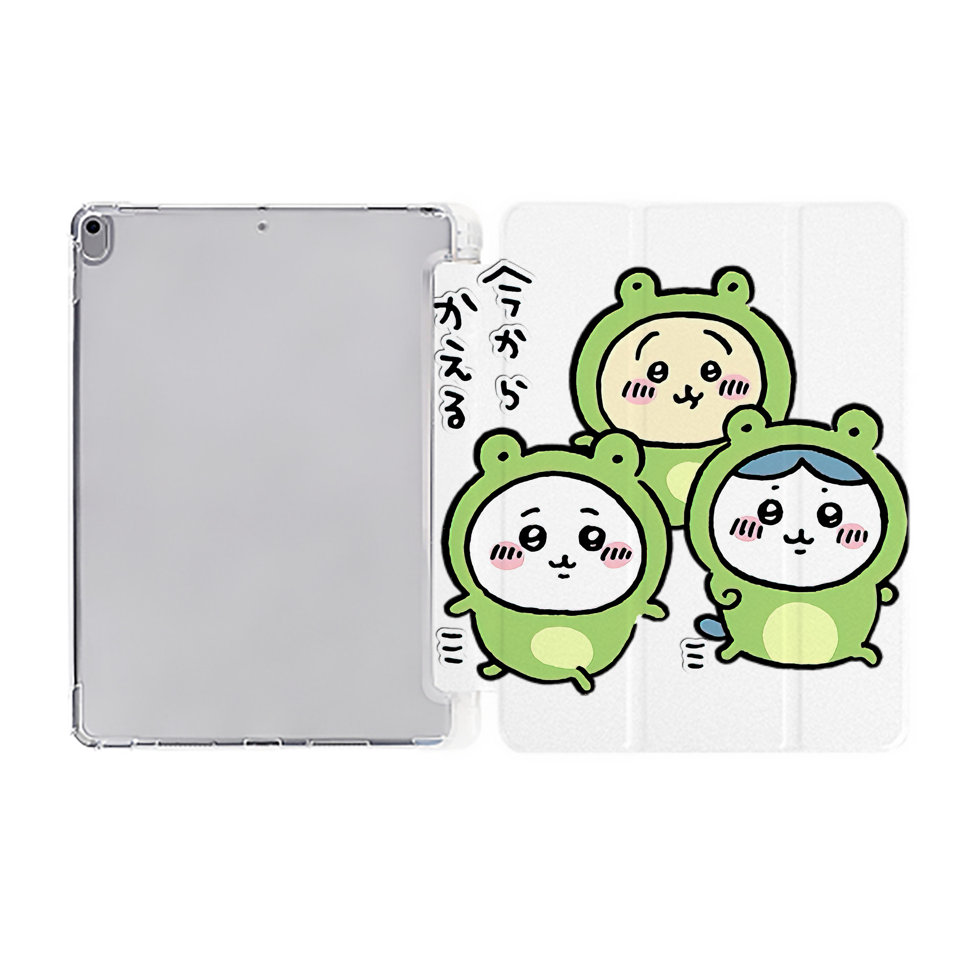 （画像用） ちいかわ ハチワレ Chii-kawa hachiware IPad ケース ペン収納付き 三つ折りスタンド PUレザー×シリコン 対応機種9.5/10.5/10.9インチ